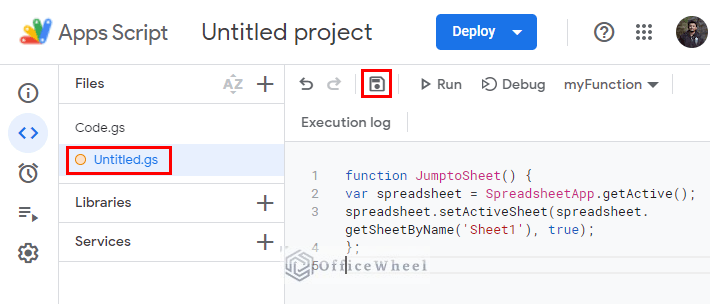 inserting the code